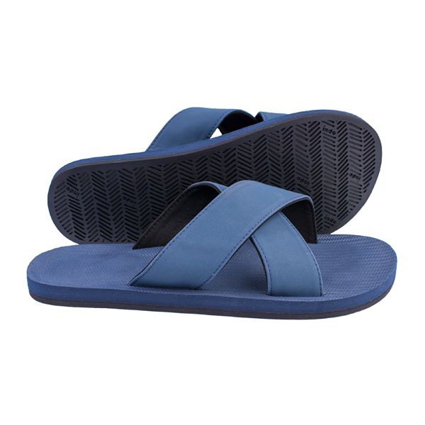 Men’s 100% recycled cross slides in shore blue by Indosole Australia